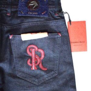 NWT Mens STEFANO RICCI Navy Blue Jeans Size 36